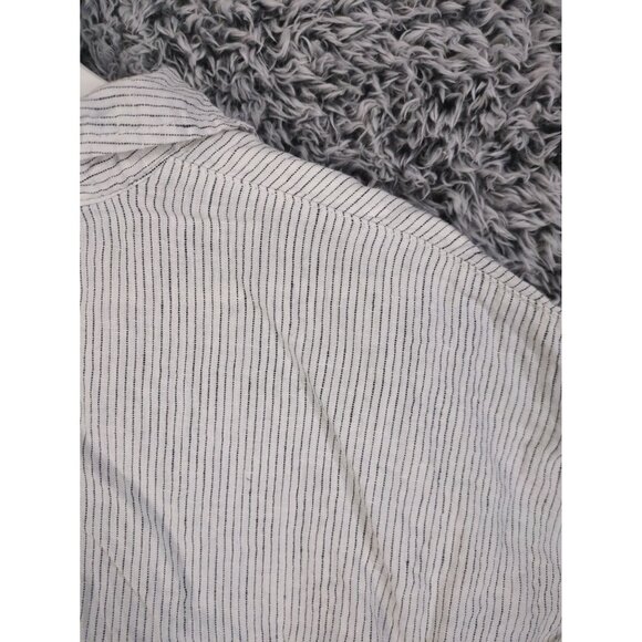 C&C CALIFORNIA Linen Babydoll Popover Top Women Size M Stripe Cap Sleeve Coastal - Picture 6 of 6